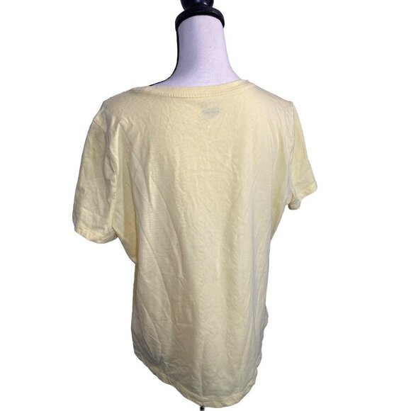 Basic Editions Green yellowFloral Lace Front Crew Neck‎ Short Sleeve Top Size XL - Picture 4 of 7